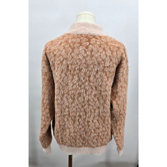Listicle Fuzzy Textured Mock Neck Sweater – Blush Camel Mix – Size M - Picture 3 of 5